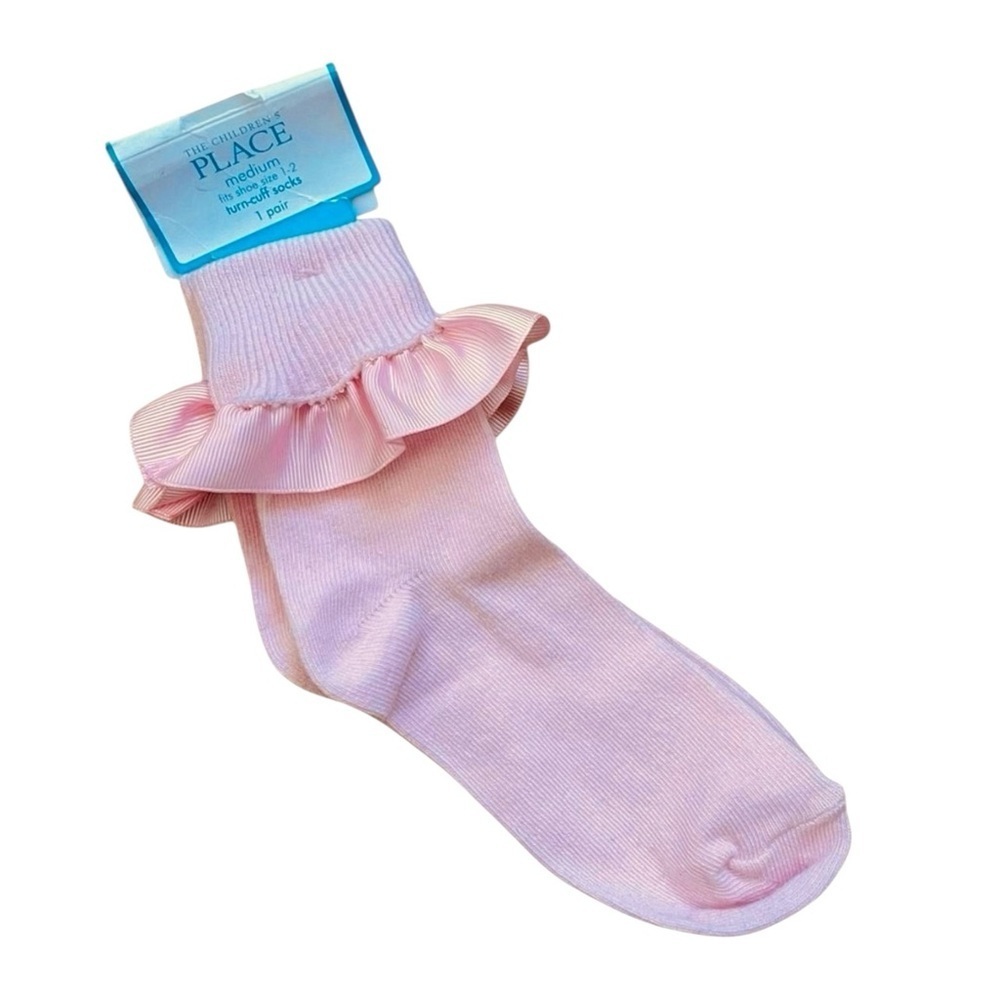 4/$25 The Children’s Place Pink Ruffle Fold Over Ankle Socks Size Medium